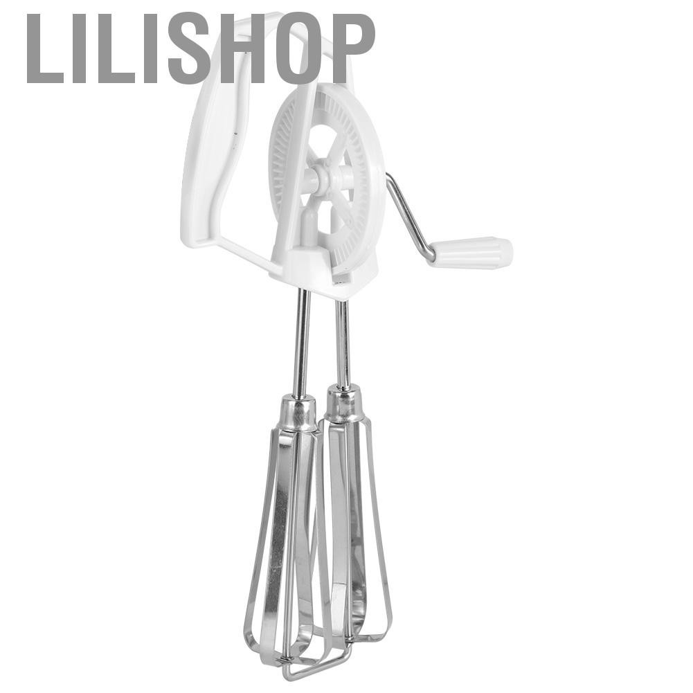 Lilishop Manual Egg Blender Stainless Steel Whisk High Efficient Hand Crank Mixer