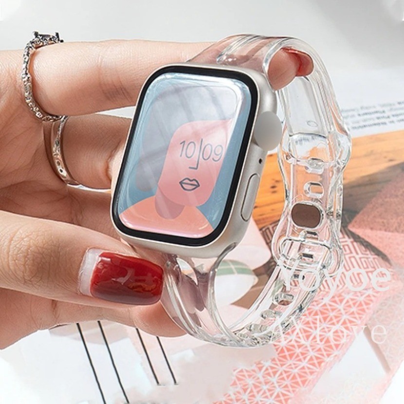 สายนาฬิกาข้อมือซิลิโคน แบบใส สําหรับ Apple Watch 49 มม. 45 มม. 44 มม. 42 มม. 41 มม. 38 มม. 40 มม. Iwatch 9 8 Ultra 2 Se 3 4 6