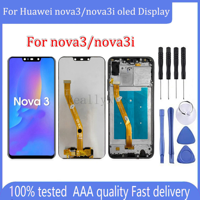 อะไหล่หน้าจอสัมผัส LCD 100% พร้อมกรอบ สําหรับ Huawei nova 3 nova 3i Huawei INE-LX2r INE-LX1r