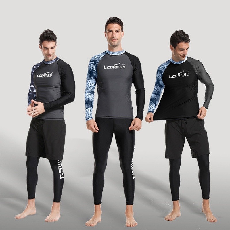 KBK Long Sleeve Rushguard SwimSuit Fit Compression Rash Guard Gym Clothes Fitness for men ( #1081, #1082 ) - GM GO