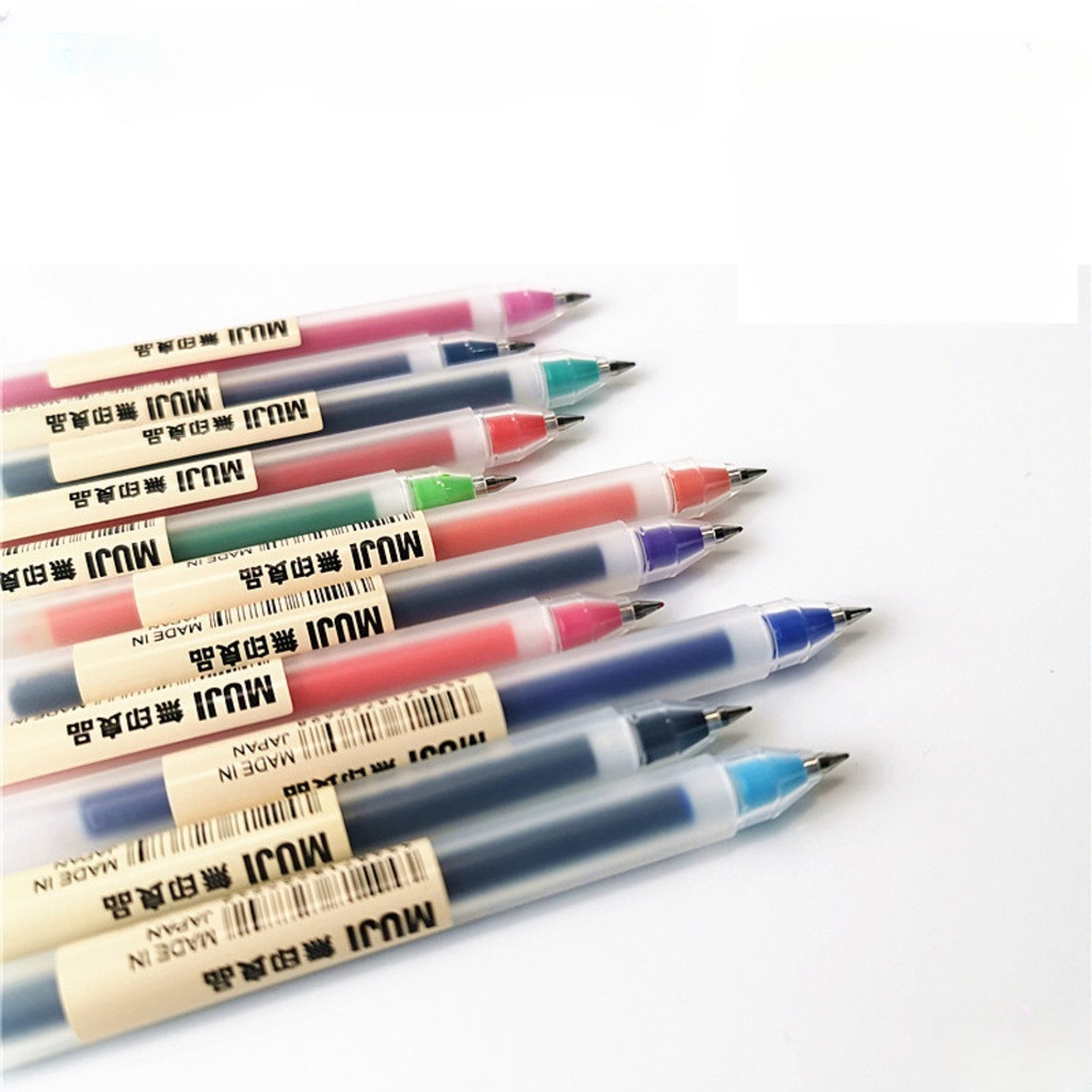 Mujl ปากกาเจล นําเข้าจากญี่ปุ่น 0.38 มม. ของแท้ สีเขียว/ม่วง/ชมพู/ส้ม