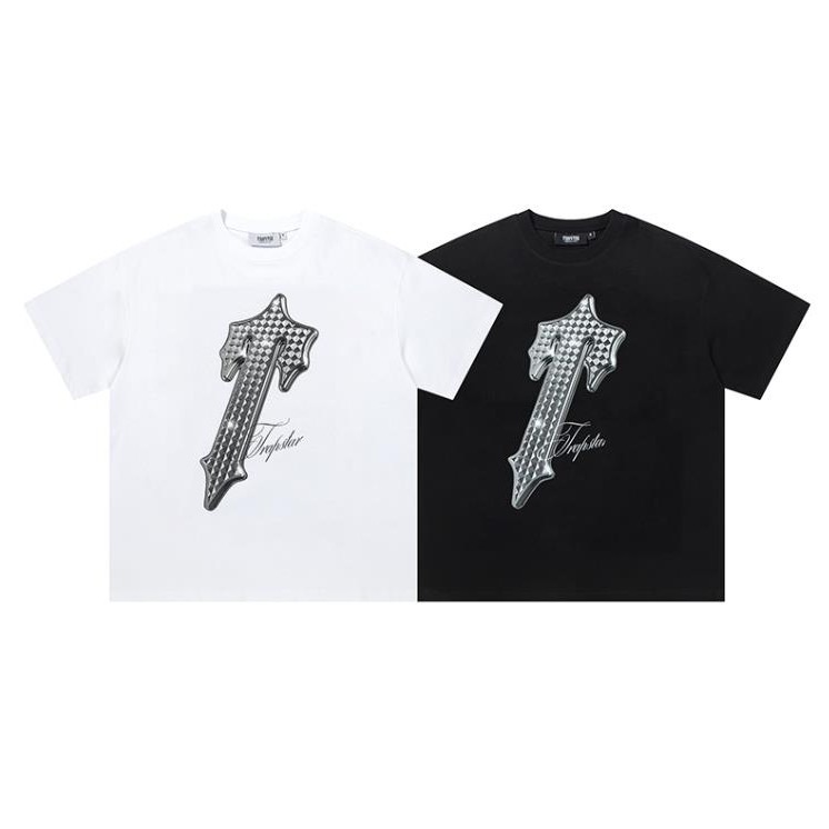 T Trapstar 645 เสื้อยืดแขนสั้น ผ้าฝ้ายแท้ พิมพ์ลาย ทรงหลวม สไตล์ฮิปฮอป