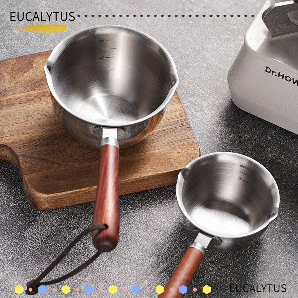 Eutus หม้อละลายนม สเตนเลส ด้ามจับไม้ ขนาดเล็ก ไม่เหนียวติด สําหรับทําอาหาร