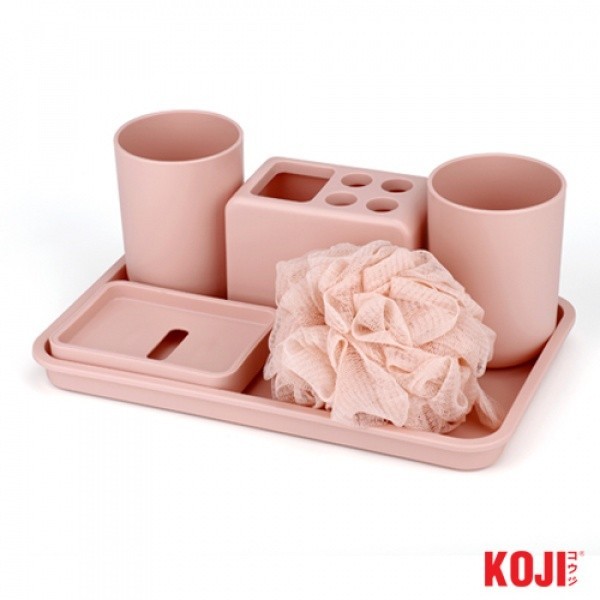 pw639shop KOJI DIY ชุดของใช้ในห้องน้ำ รุ่น 2JLS043-PK ขนาด 17.2x27.8x2 cm. สีชมพู