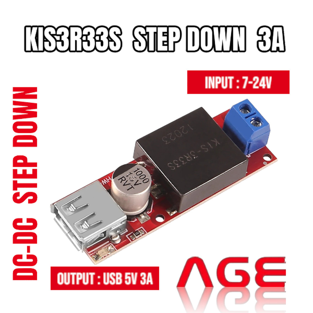KIS3R33S Step Down USB Output / DC 7V-24V เป็น 5V 3A