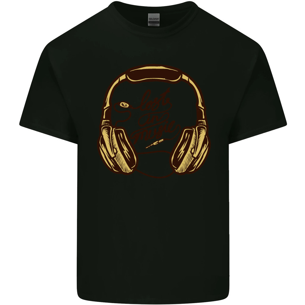 Lost In Music Dj Djing หูฟัง Dance Mens Cotton T-Shirt Tee Top