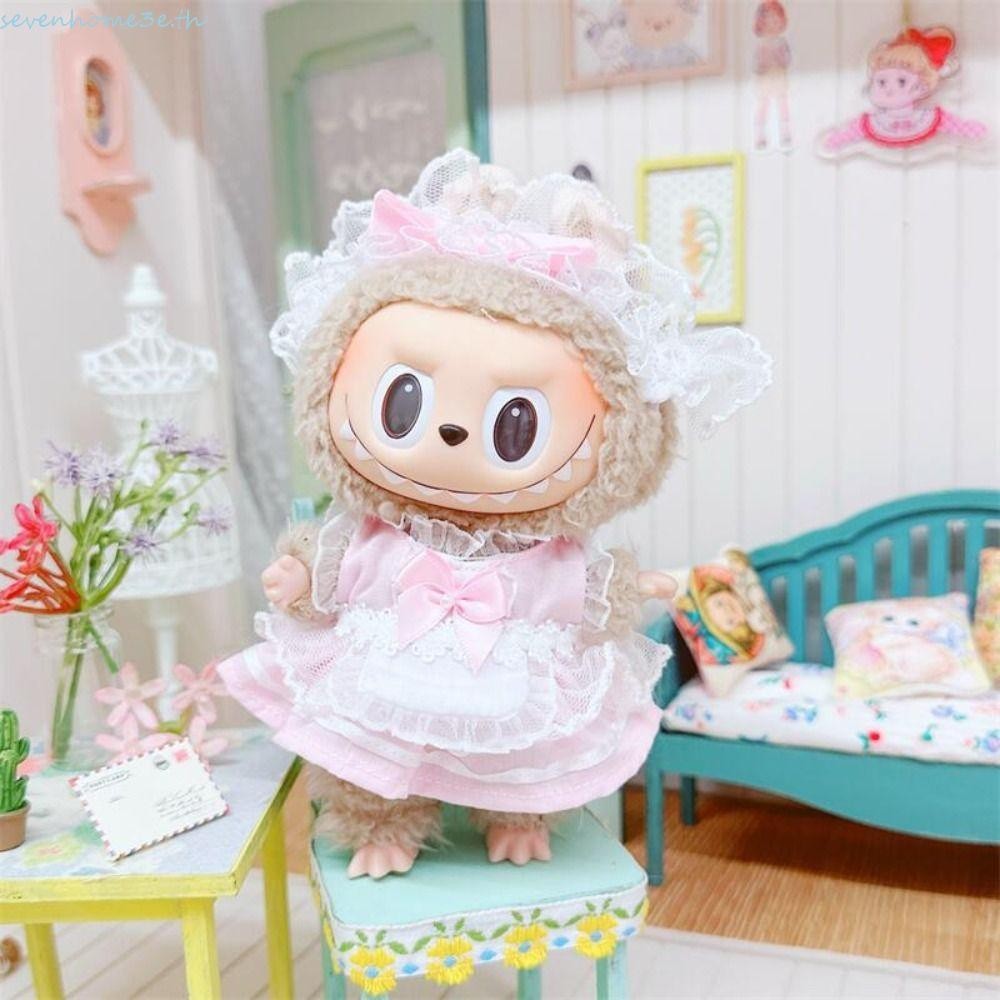 Sevenhome3e Labubu Time Clothes, ตุ ๊ กตาเสื ้ อผ ้ าของเล ่ นอุปกรณ ์ เสริม 17 ซม.ผ ้ าฝ ้ ายตุ ๊ กตาเสื ้ อผ ้ า,หมีกางเกงแขวนเสื ้ อยืดสีขาวมินิตุ ๊ กตาเสื ้ อผ ้ า