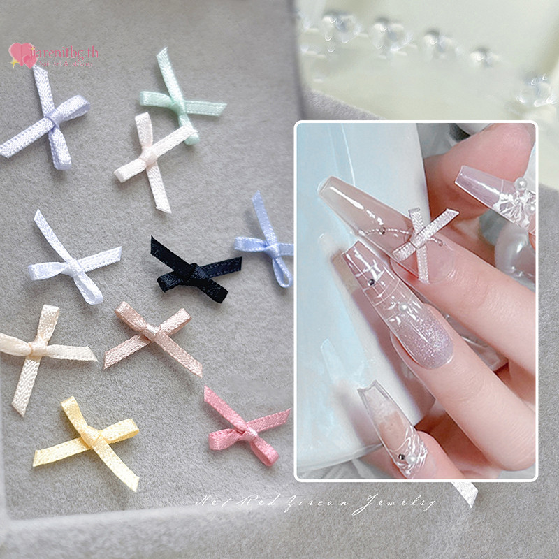Renbg 10pcs 3D ลูกไม้โบว์บัลเล่ต์รองเท้าเล็บอะไหล่เล็บ Charm ริบบิ้นเครื่องประดับ Bowknot DIY เล็บอุปกรณ์ตกแต่งเล็บ Salon TH