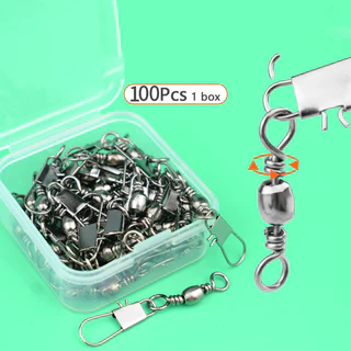 ครีกมูน 100ชิ ้ น/Lot 4#6#8#10#12# หมุนผสมตัวเชื ่ อมต ่ อตกปลา Snap Pin Rolling Lure ตะขอหมุน Carabiner Connectors Tackle อุปกรณ ์ เสริม