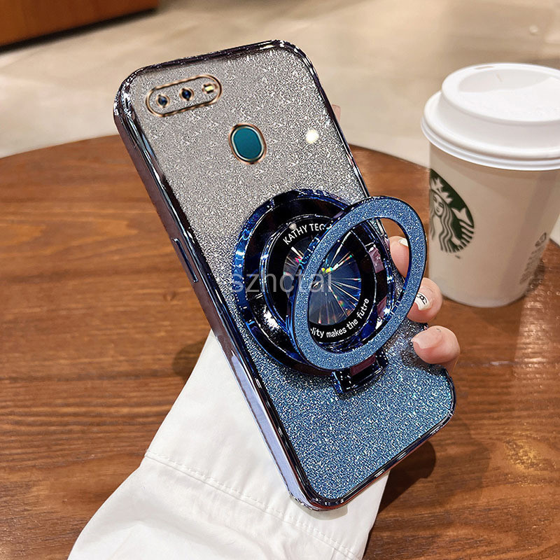 เคสโทรศัพท์ Oppo A12 A5S F9 F9 Pro A7 A11K Case A3S A9 A5 2020 F11 F11 PRO A31 A53 A73 A2020 A83 A54 A55 F17 A8 A32 A12E ใหม่ กรอบชุบกลิตเตอร์ โปร่งใส พร้อมตัวดูดแม่เหล็ก เคสป้องกันเลนส์รถยนต์