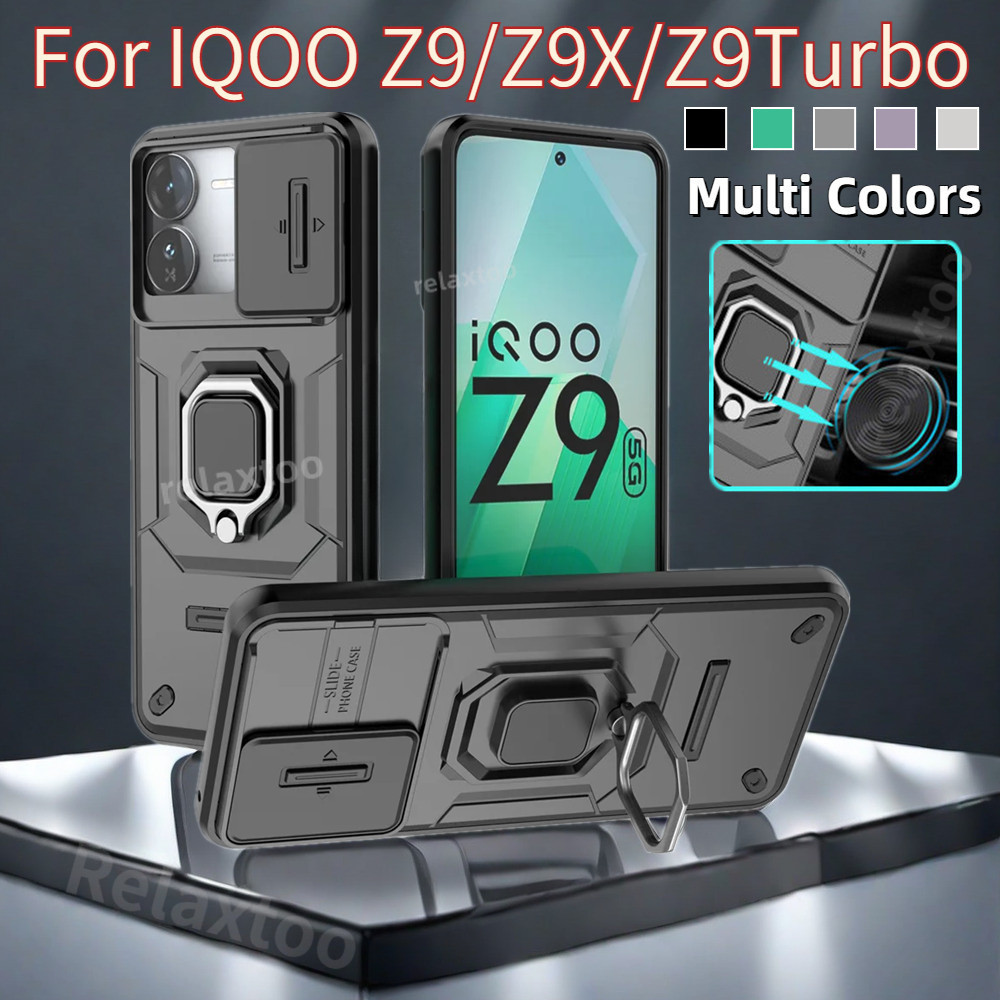 Iqooz9 5GปลอกกันกระแทกสําหรับVivo IQOO Z9 X Turbo Z9X Z9Turbo IQOOZ9X IQOOZ9Turbo 5Gวงเล็บโลหะสไลด์ก