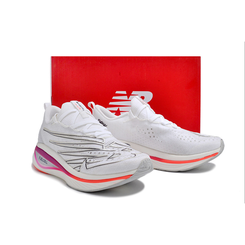 2024 New Balance FuelCell SuperComp Elite V3 Review NB V3 รองเท ้ าผ ้ าใบรองเท ้ าวิ ่ ง White/Silver/Pink