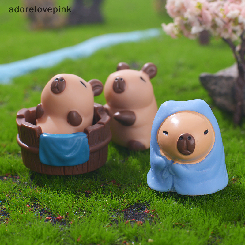 Adorelovepink Capybara จําลองสัตว ์ Mini Capybara Action Figures Figurine ตกแต ่ งบ ้ านเด ็ กของขวัญ DIY Micro Landscape เครื ่ องประดับ th