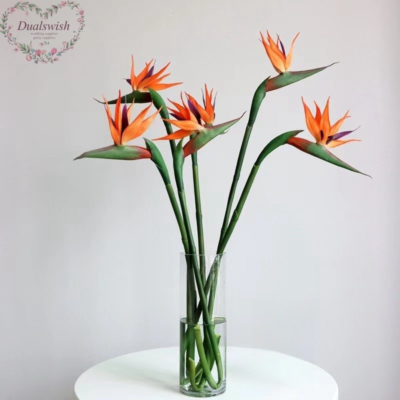 Dualswish ดอกไม้ Bird Of Paradise Latex ดอกไม้ประดิษฐ์พืชปลอม Strelizia Reginae งานแต่งงานพิธีบ้านโรงแรมตกแต่งตาราง
