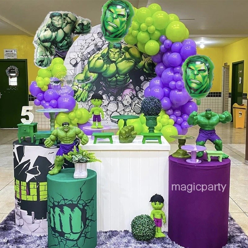 ลูกโป่งซูเปอร์ฮีโร่ The Hulk ฟอยล์ลูกโป่ง The Avengers ชุดตกแต่งวันเกิดของเล่นเด็ก Party Needs
