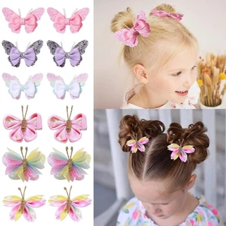 2pcs/set กิ ๊ บติดผมผีเสื ้ อสีสันสดใสสําหรับเด ็ กแฟชั ่ นเลื ่ อมเด ็ กน ่ ารักสาวอุปกรณ ์ เสริมผมขายส ่ ง