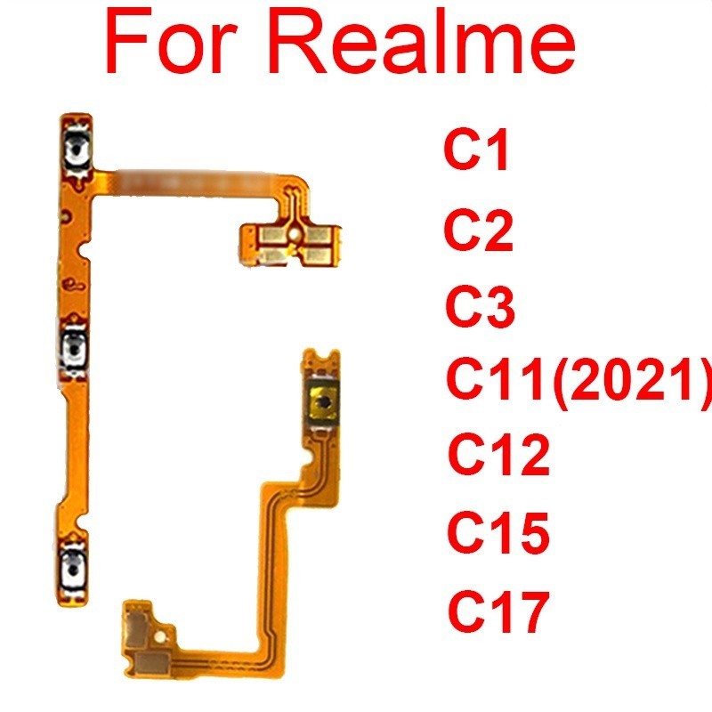 P3jy & สําหรับ Oppo Realme C11 C12 C15 C17 C1 C2 C3 ปุ่มปรับระดับเสียงไฟ Flex สายด้านข้างปริมาณเปิดปิดปุ่มริบบิ้นอะไหล่ซ่อม &