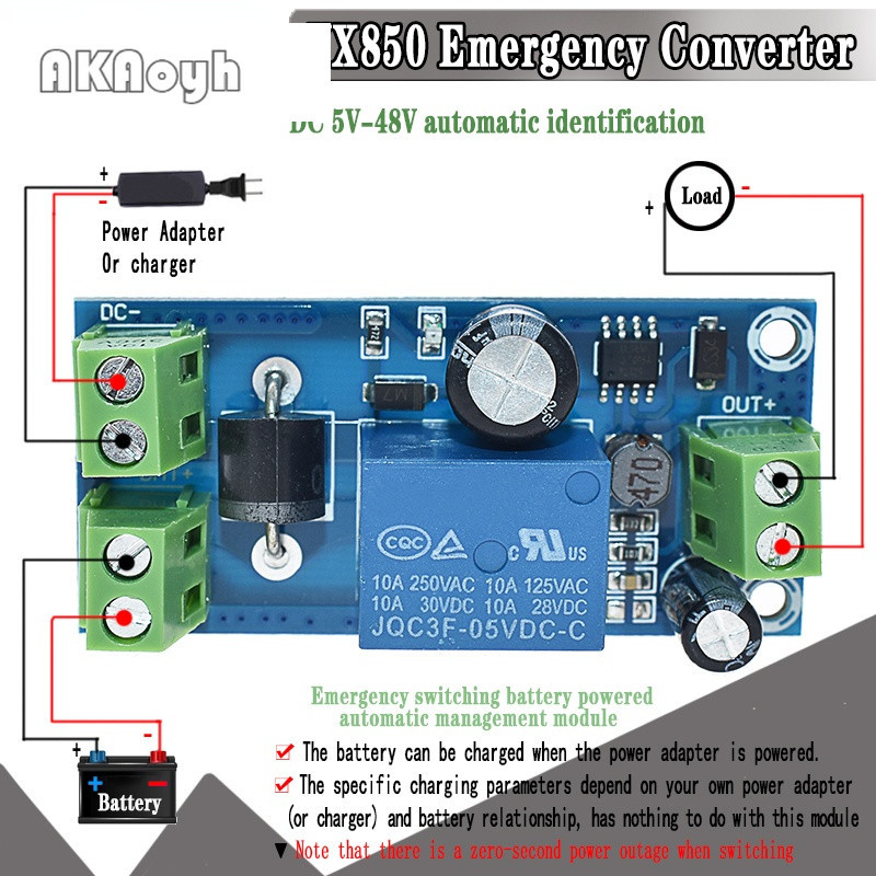 Yx850 โมดูลแปลงแบตเตอรี่ลิเธียมฉุกเฉิน 5V-48V JY-850