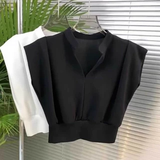 เสื้อยืดแฟชั่นแขนสั้น คอปกสีพื้นสไตล์เกาหลี เหมาะสำหรับในฤดูร้อน