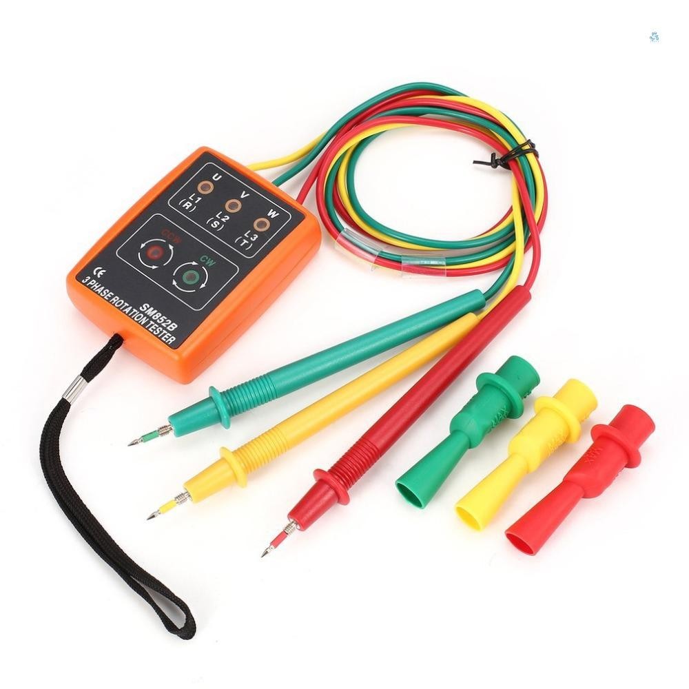 Sm852b เครื ่ องทดสอบการหมุน 3 เฟสเครื ่ องตรวจจับตัวบ ่ งชี ้ เฟสดิจิตอล LED Buzzer เฟสลําดับเมตร