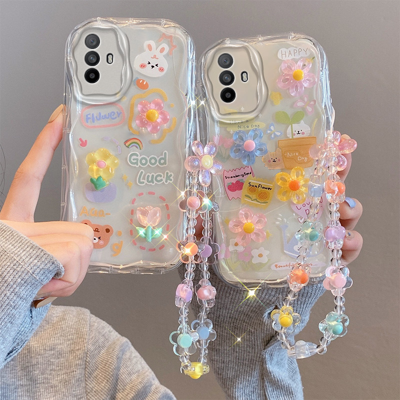 เคส Oppo Reno 6z 5G เคส เข ้ ากันได ้ กับโปร ่ งใสน ่ ารักการ ์ ตูนครีมขอบซิลิโคนเคสโทรศัพท ์ TYGZ2