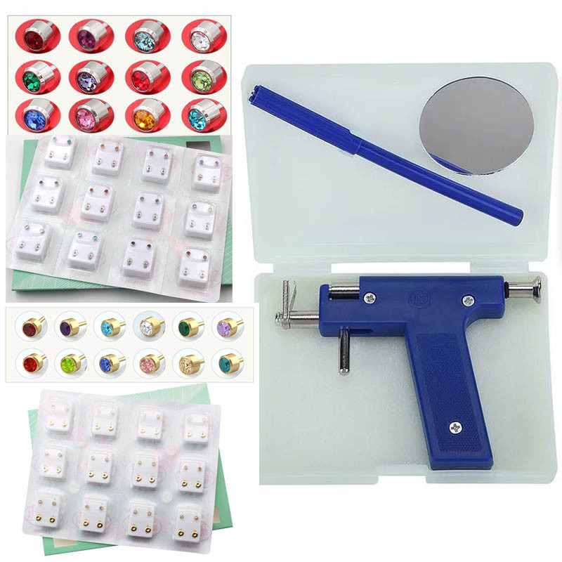 Profesional หูปืนเจาะชุด 12 คู ่ Birthstone ต ่ างหูทองเพชรหูสตั ๊ ดหูเจาะชุดปืนสําหรับผู ้ หญิง