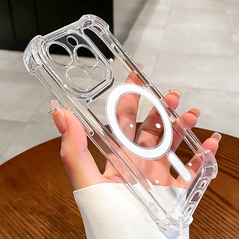 สําหรับ Vivo V30 V29 V27 V25 Pro V29E V27E V25E V23E หรูหราไร้สายชาร์จกันกระแทกเคสโทรศัพท์นุ่มโปร่งใส Magnetic Charger ปลอกกันชนฝาครอบ