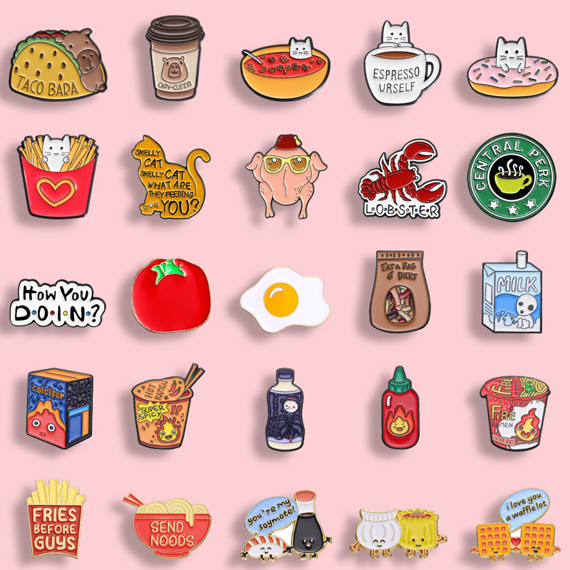 ความคิดสร้างสรรค์ การ์ตูน อาหาร ชุด'เข็มกลัดเคลือบแฟชั่นเสื้อผ้าอุปกรณ์เสริมกระเป๋านักเรียนป้ายของขวัญสําหรับเพื่อน