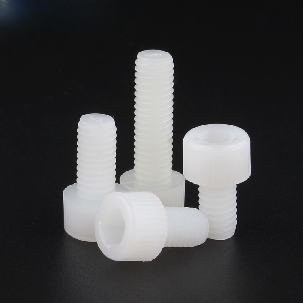 น็อต หัวจม หกเหลี่ยม ไนลอน เกลียวมิล ตลอด น็อต สกรู Hexagon Socket Screw Bolt Full Thread Nylon PA66 M3M4M5M6M8 [KZS]