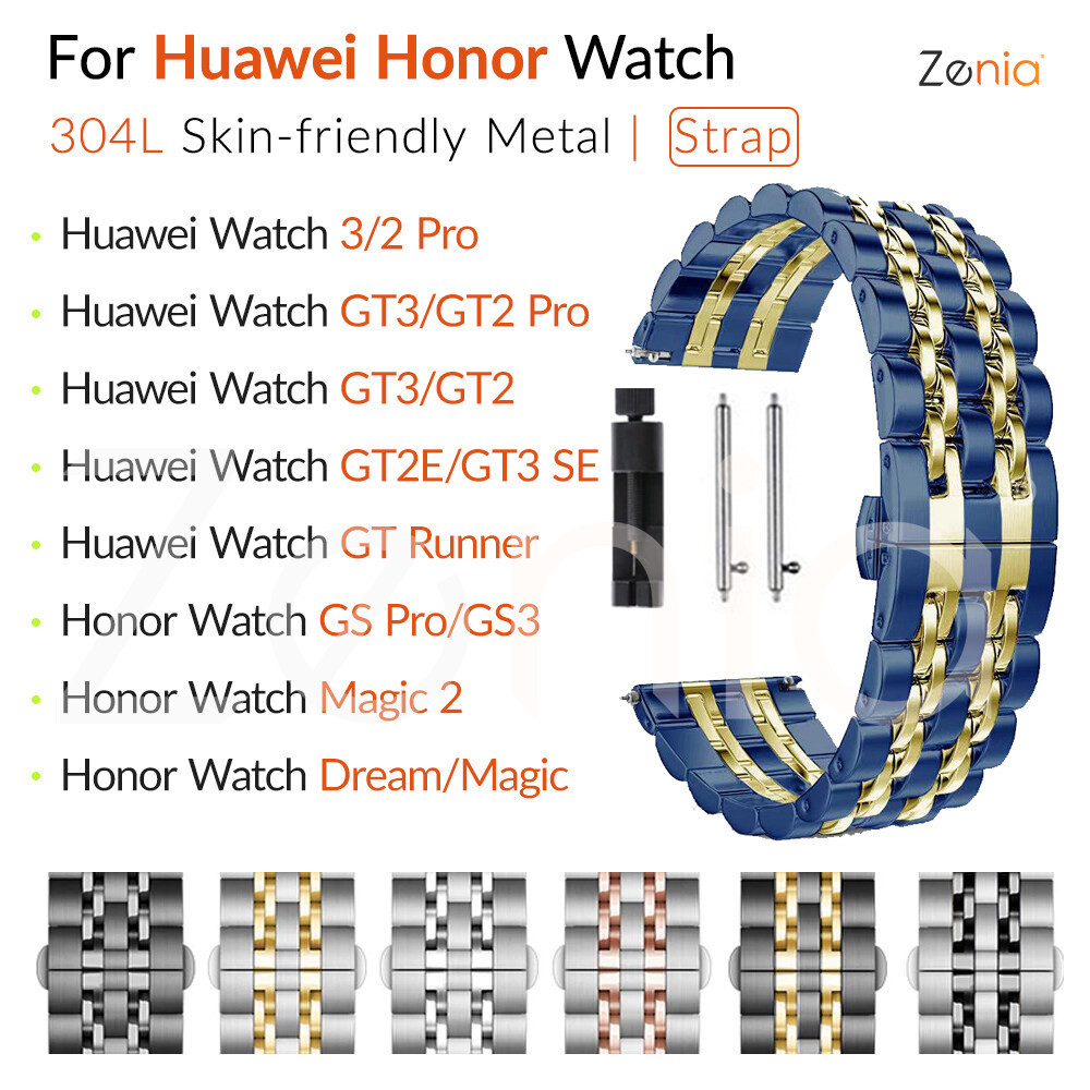 20 มม.22 มม.สายนาฬิกาสแตนเลสสําหรับนาฬิกา Huawei GT 2 3 Pro เซรามิค Active Classic Elegant Runner Sp