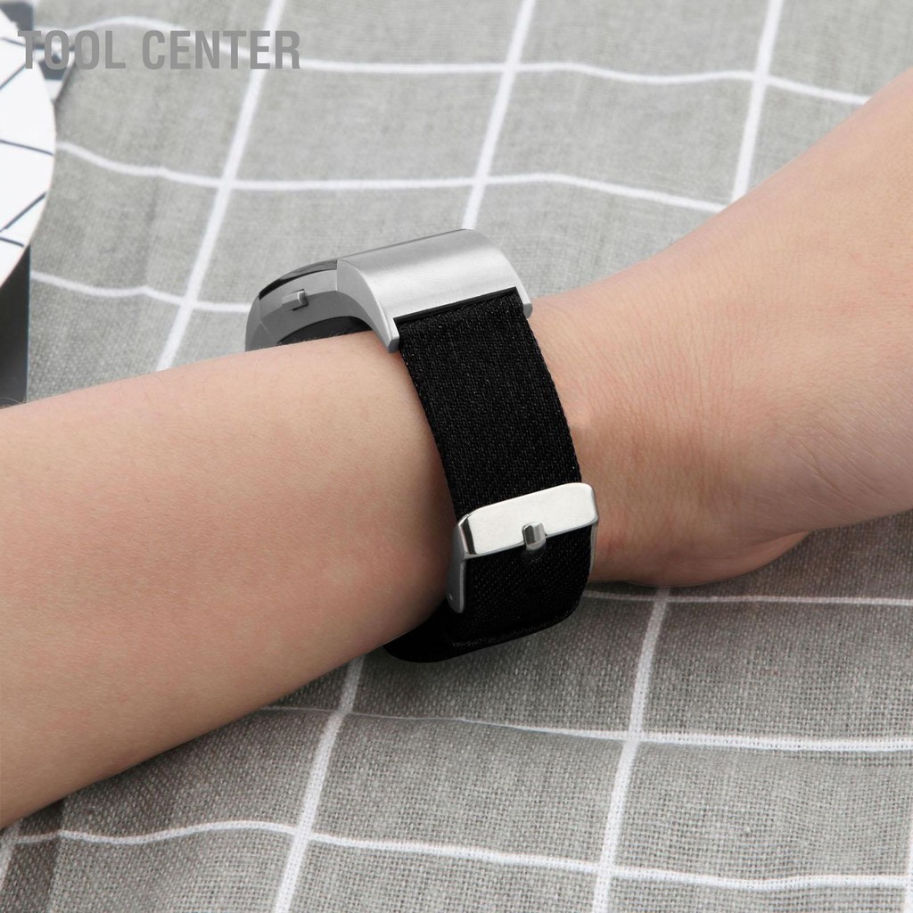 Tool Center สายรัดข้อมือนาฬิกาผ้าใบสีดำกีฬานาฬิกาสำหรับออกกำลังกายสำหรับ Fitbit Charge 2
