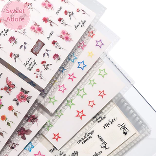 Sweetadore 17 หน้าสติกเกอร์เล็บหนังสือ Decals Organizer ผู้ถือจอแสดงผลเล็บเครื่องมือพลาสติกฟิล์มโปร่งใสเล็บ TH