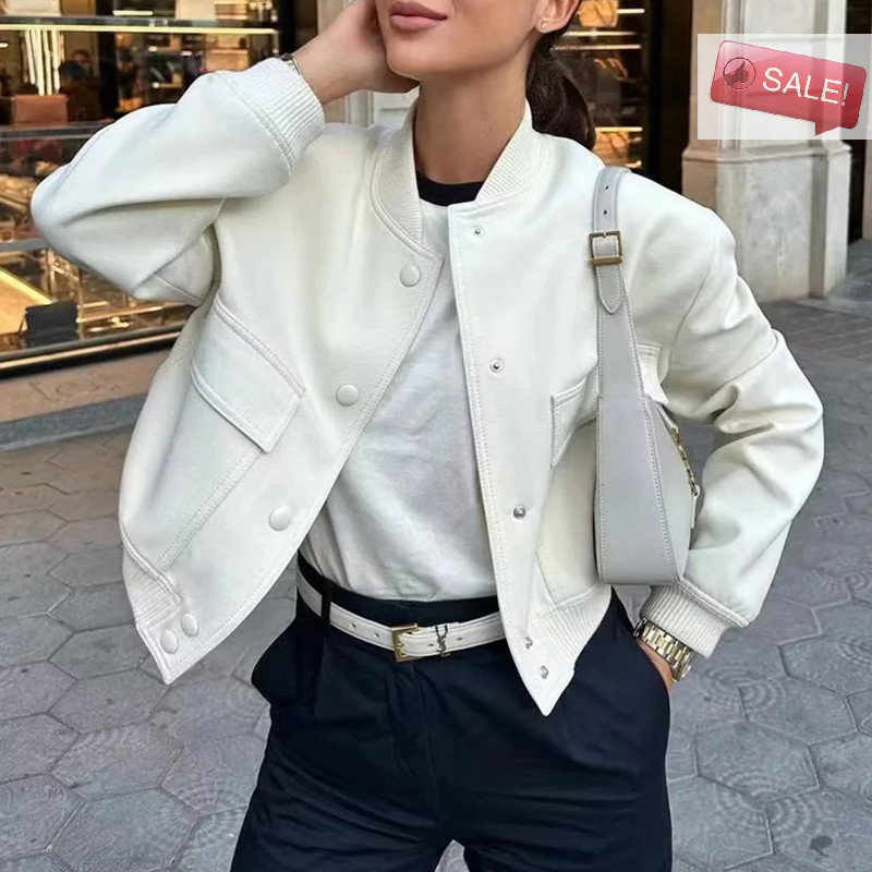 At แฟชั่น er เสื้อแจ็คเก็ตสําหรับสตรีแขนยาวพร้อมกระเป๋าเสื้อสุภาพสตรี Vintage Jacket Outerwear Chic Tops A