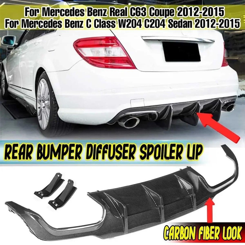 ใหม่รถด้านหลังกันชน Lip Diffuser ด้านหลัง Splitters Guard สําหรับ Mercedes สําหรับ Benz C Class W204 C204 ซีดาน C63 Coupe 2012-2015 Body Kit