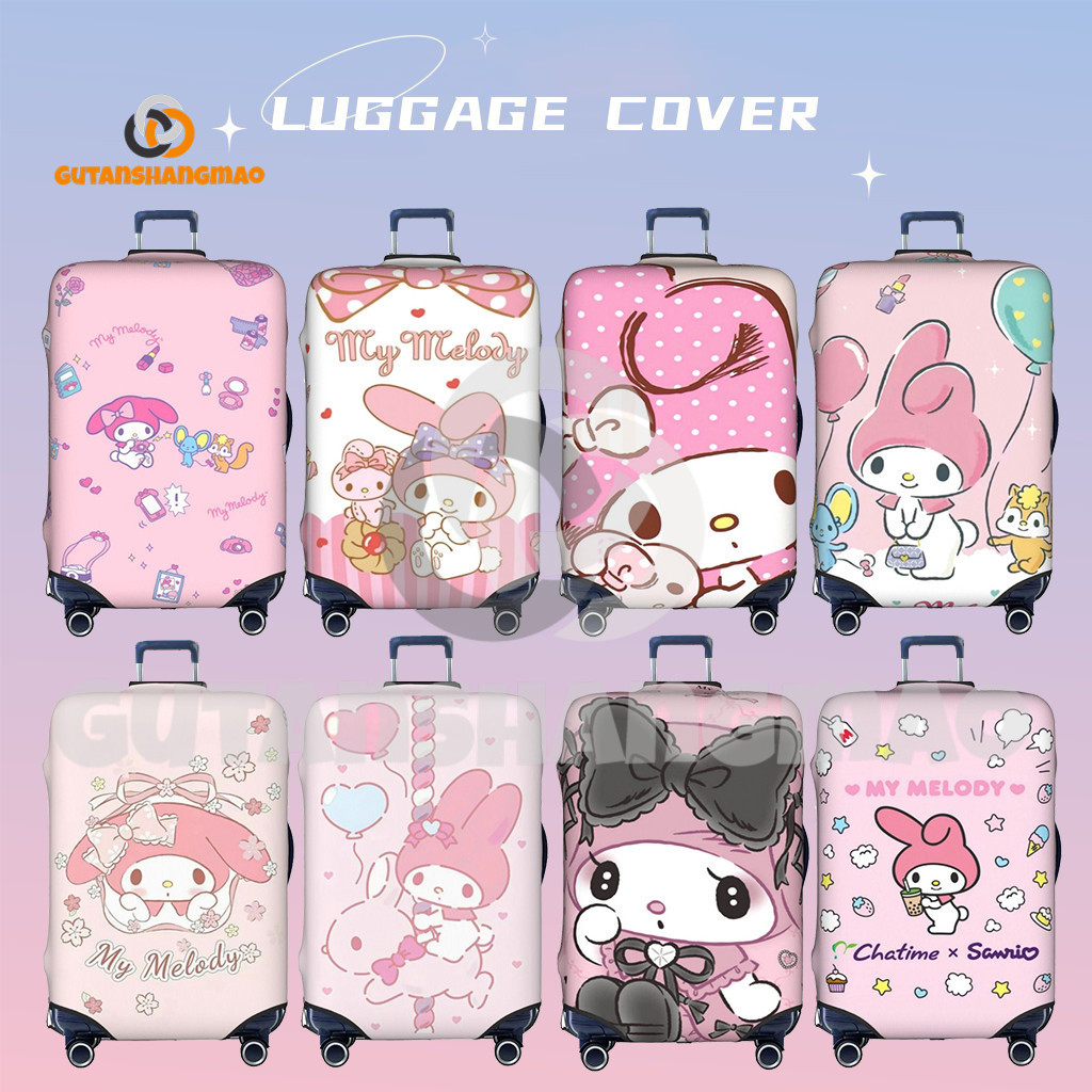 ผ้าคลุมกระเป๋าเดินทางแบบหนา Sanrio My Melody ขนาด 18-32 นิ้ว ผ้าคลุมกระเป๋าเดินทางแบบยืดหยุ่นสูง ผ้าสแปนเด็กซ์ป้องกัน