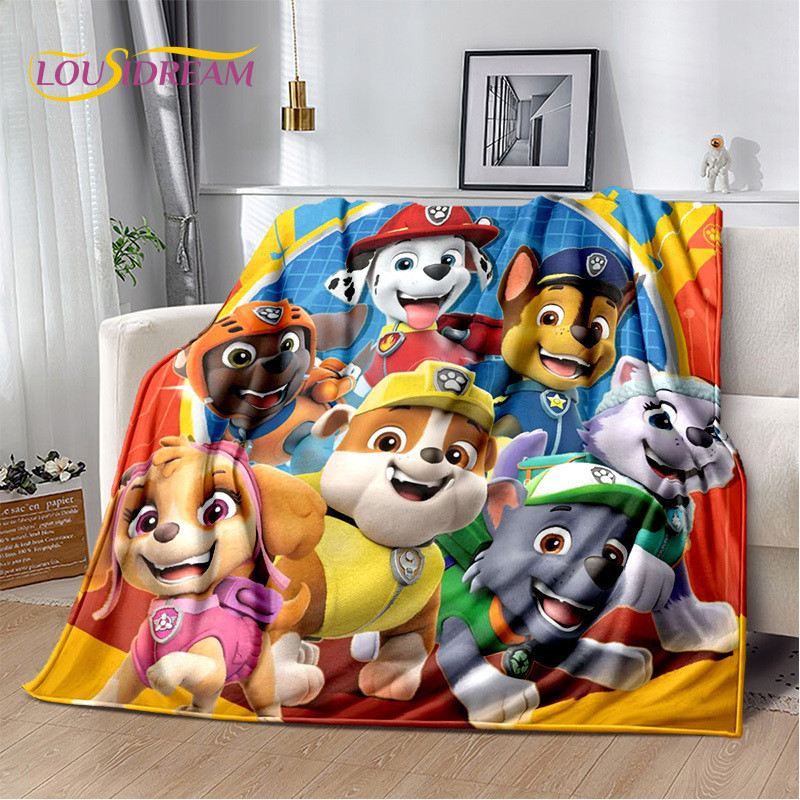 น่ารักการ์ตูน Paw P-Patrol สุนัขของขวัญ Soft Plush ผ้าห่ม,Flannel ผ้าห่มโยนผ้าห่มสําหรับห้องนั่งเล่น