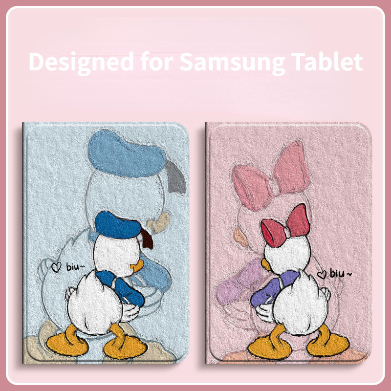 สําหรับ Samsung Tab S7FE กรณีคุณภาพสูงการ ์ ตูนน ่ ารัก Donald Duck รูปแบบ Samsung แท ็ บเล ็ ตสําหรับ Samsung Tab S9FE A9 + A9 S9 + S9 Tab S8 + /S7 + S8/S7 11 สีสองด ้ าน