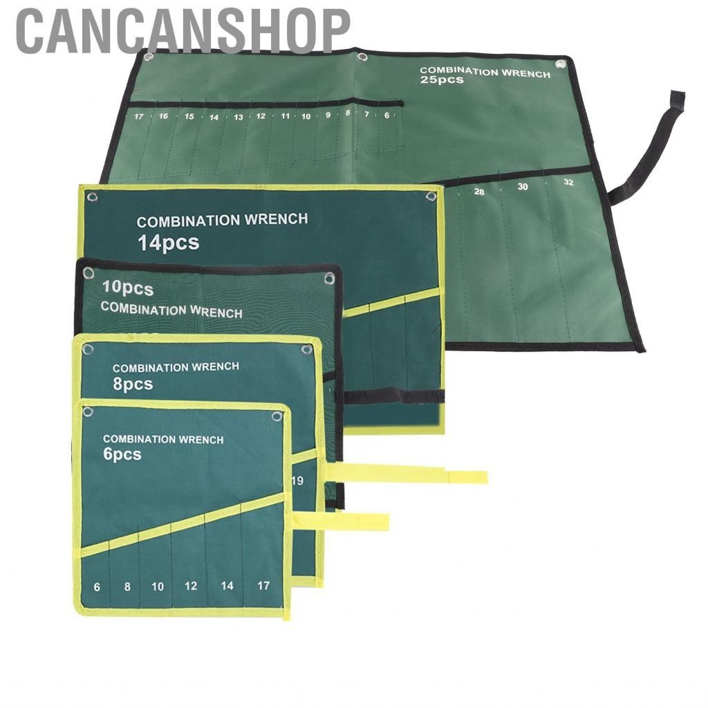 Cancanshop Pockets Double Opening Offset Ring Spanner Kit Case Tool Bag Wrench Roll Up Storage Pouch