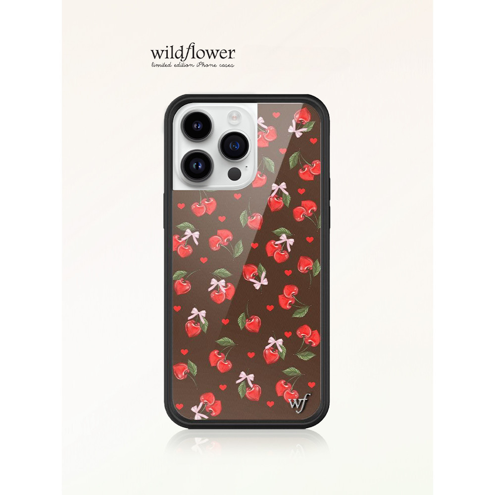 ดอกไม้ป่าช็อกโกแลต Cherries WF ปลอกเคสโทรศัพท์สําหรับ iPhone 16 15 14 13 12 Pro Max ซิลิโคน Anti-Falling กันกระแทกปกหลังสําหรับ iPhone 14 15 16 Plus