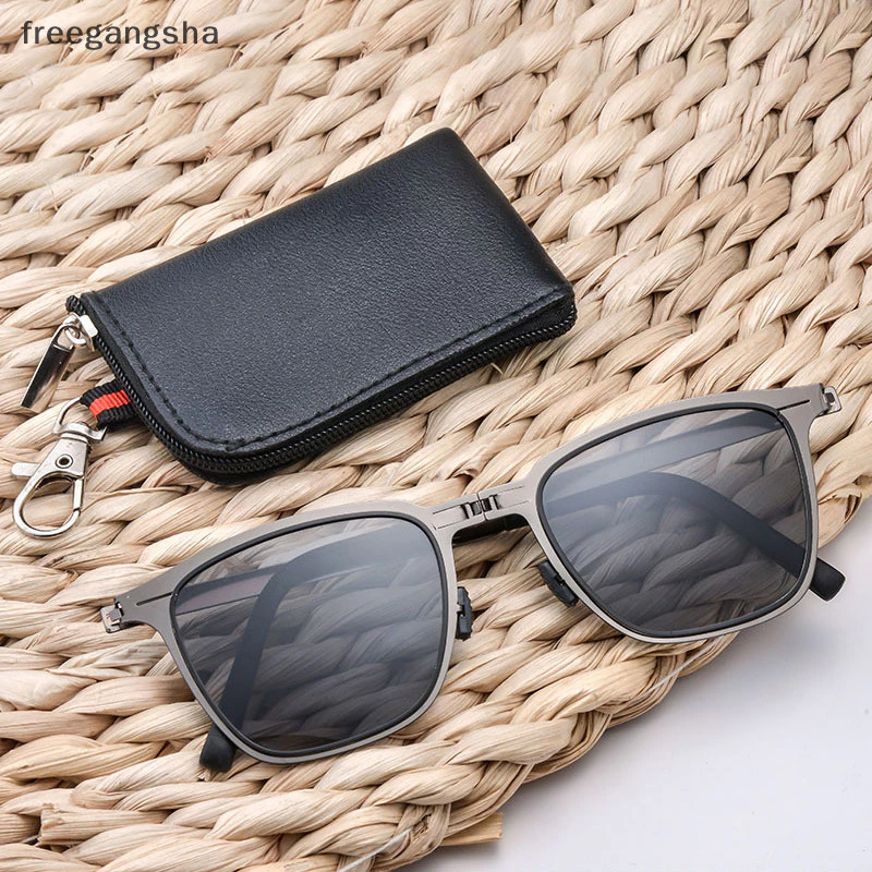 [FREG] แว่นกันแดดแบบพกพาใหม่แสงอัลตร้าสแตนเลสแว่นกันแดดพับตกปลาแว่นกันแดดทรงสี่เหลี่ยมย้อนยุค HD แฟชั่น FDH