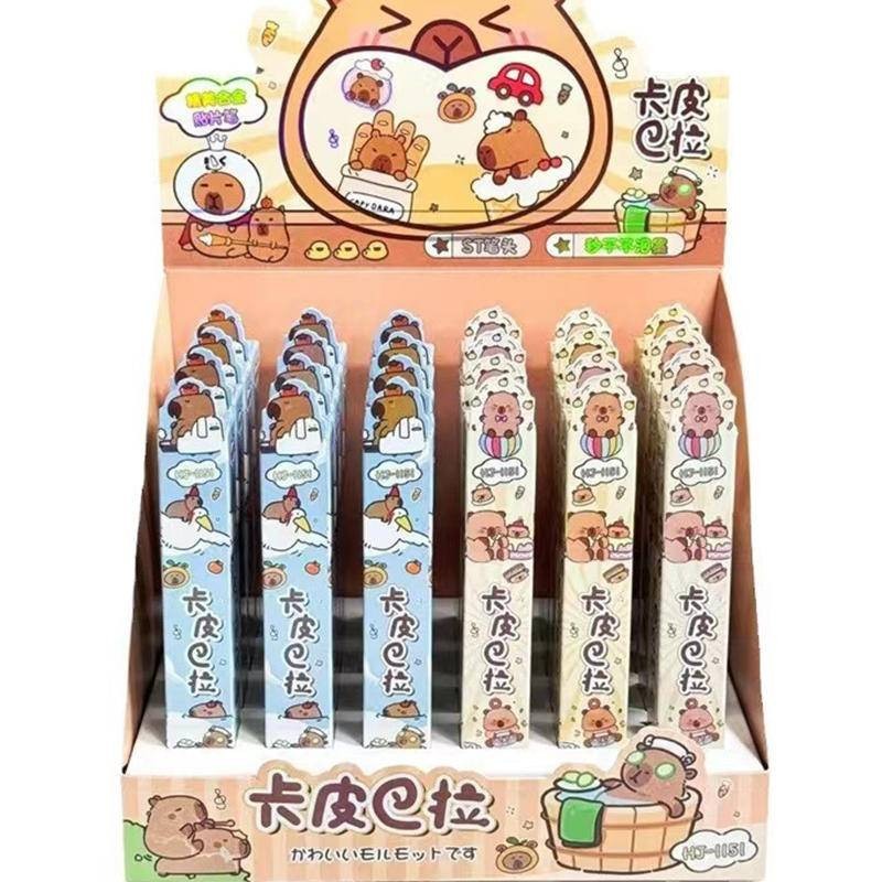 สุ่ม 6 ชิ้นใหม่ Capybara ปากกาเจลการ์ตูนสัตว์น่ารัก 0.5 ปากกาลูกลื่นสีดําการเรียนรู้เครื่องเขียนของขวัญวันเด็ก