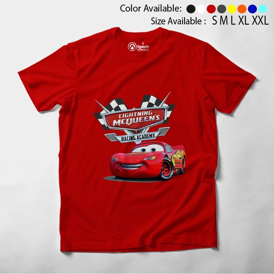 เสื้อยืด พิมพ์ลายรถยนต์ Lightning McQueen S-5XL