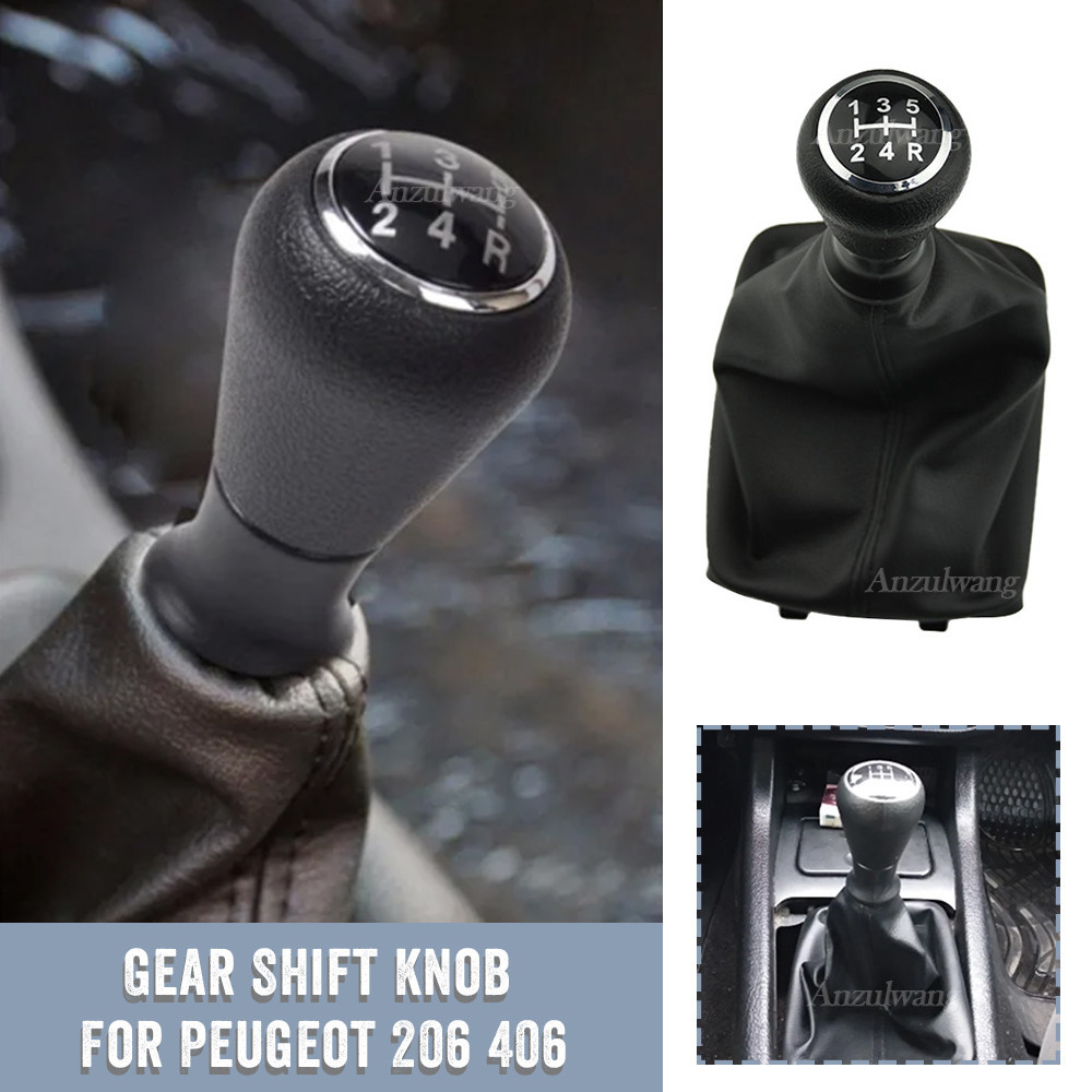 5 Speed Gear Shift Knob Shifter Collar Lever Stick Gaiter Boot สําหรับ Peugeot 206 406