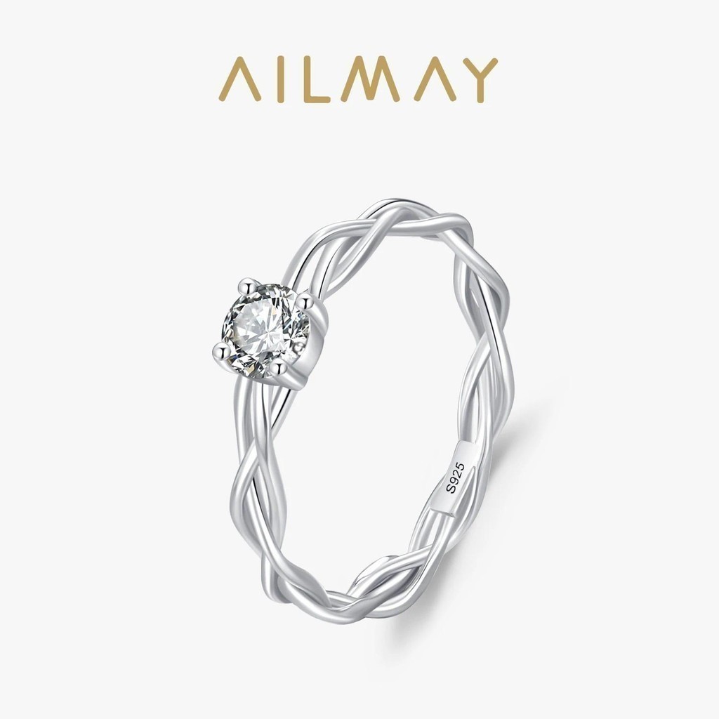 จริง 925 เงินสเตอร์ลิง Simple Line Cubic Zirconia งานแต่งงานแหวนนิ้วสําหรับผู้หญิงเครื่องประดับของขวัญ