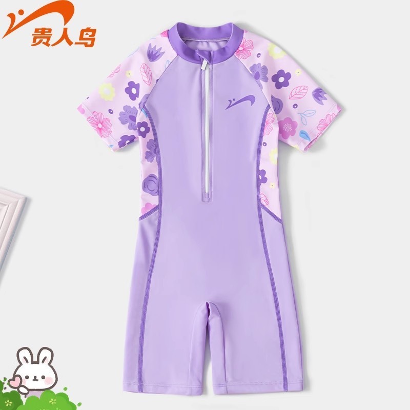 Yuke ของแท้ชุดว่ายน้ําเด็กสาวสไตล์ใหม่สาวชุดว่ายน้ํานักมวยชิ้นเดียวขนาดกลางขนาดใหญ่เด็ก Quick-Drying Hot Spring ว่ายน้ํา Equip