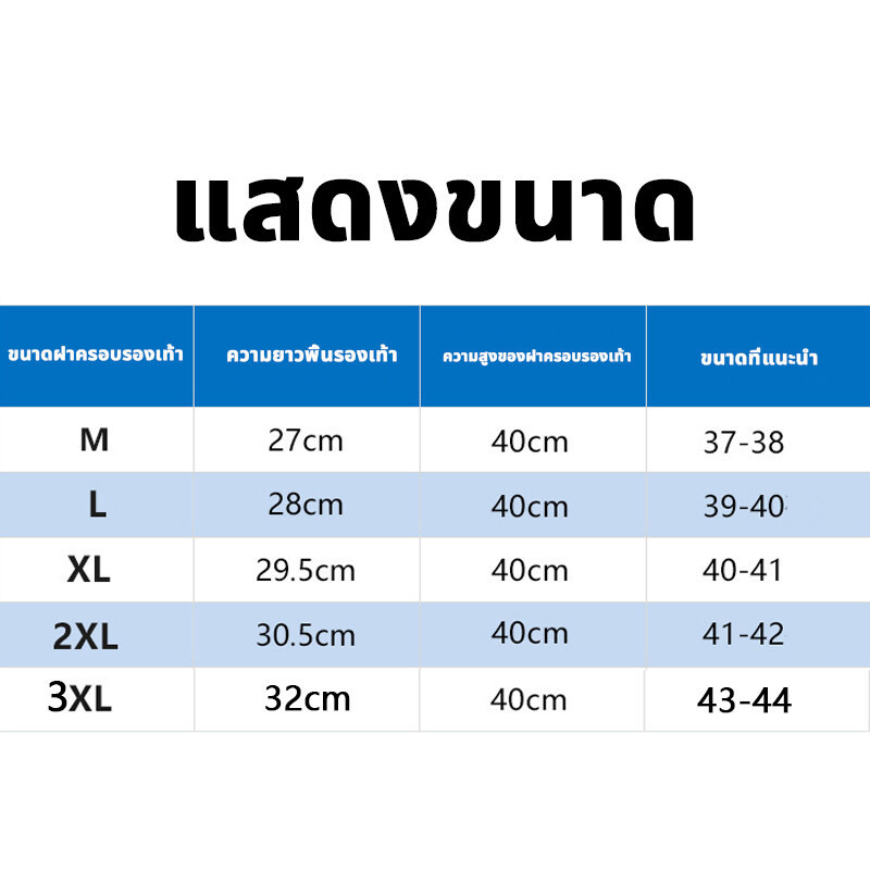 รองเท้ากันน้ำ ถุงคลุมรองเท้ากันน้ำ รองเท้ากันฝน พื้นยางกันลื่น มีหลายขนาด Rain Boots Cover Shoes