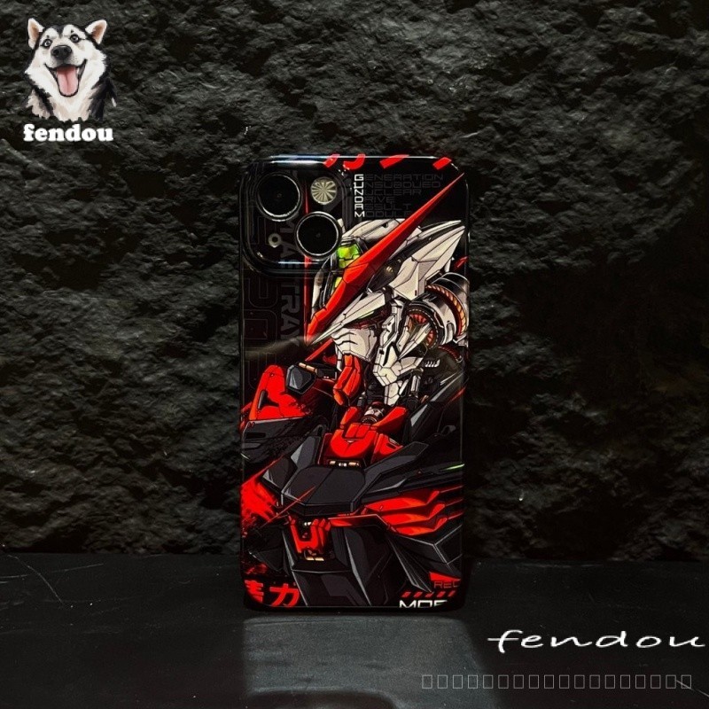 สีแดงgundam Mechaเคสโทรศัพท์เหมาะสําหรับiPhone7 8plus 15promax 14plus 13promax 15 14 13 12 11 12pro XS X XR XSMAXกันกระแทกเคสแข็งเคลือบเงาป้องกันกรณี 2DPT - รูปที่ 4