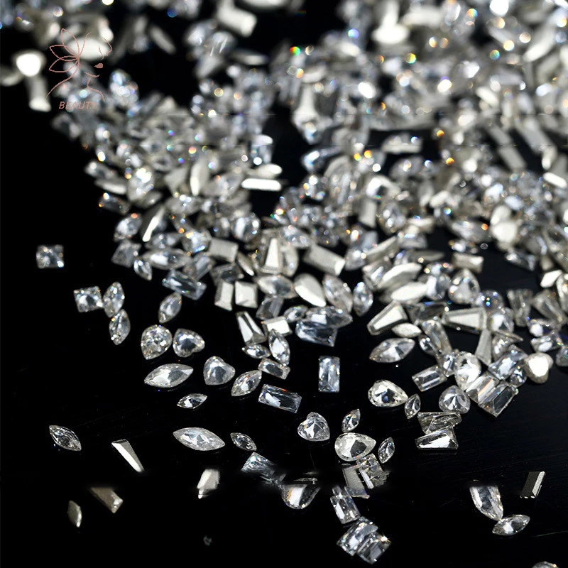 [maybeauty] 50 ชิ้น/เซ็ตด้านล่างแบนเล็บ Rhinestones Glitter เงินคริสตัลตกแต่งเล็บ DIY วัสดุเล็บ Charm อุปกรณ์เสริม {TH}