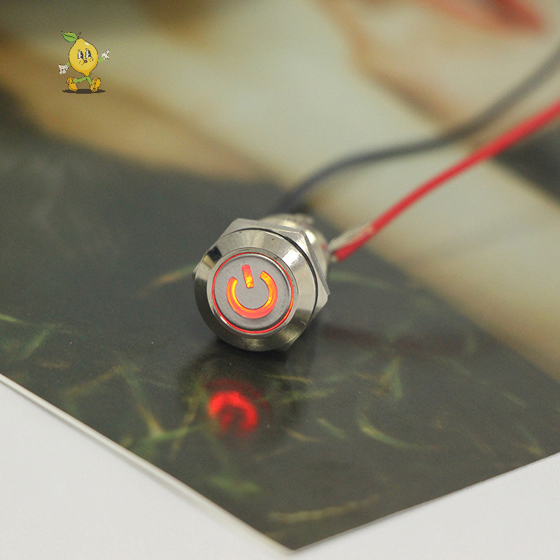 [mozh] 12 มม. 12V Latching Push Button โลหะสีดํา LED Power Momentary กันน้ํา. [TH] - รูปที่ 2