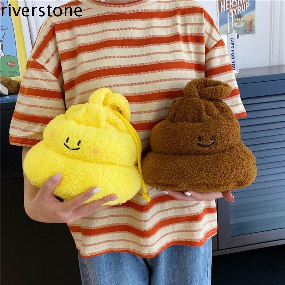 Riverstone กระเป ๋ าถือ, Plush Colth Plush Bag, Casual Excrement Bucket Bag Students